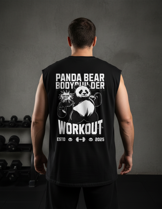 Masculogue® „Panda Bodybuilder“ – Oversized Sleeveless Tee (Unisex)