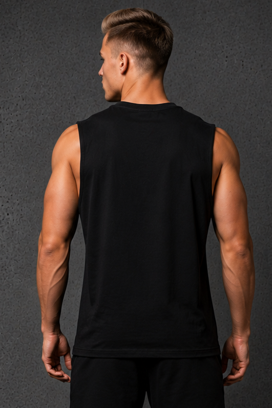 Masculogue Core Oversized Tanktop Vorderansicht – ärmelloses Gym Tanktop