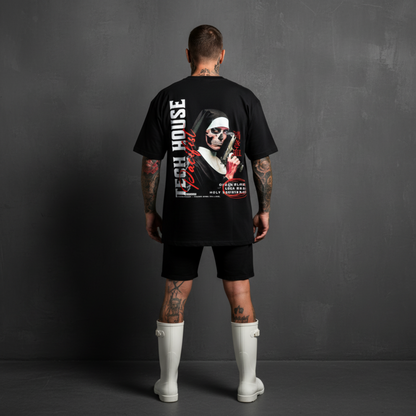 Masculogue® “Tech House Pacifist – Nun” – Oversized Shirt (Unisex)