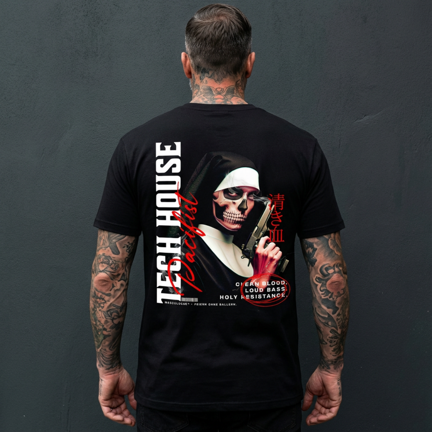 Masculogue® “Tech House Pacifist – Nun” – Premium Shirt (Unisex)