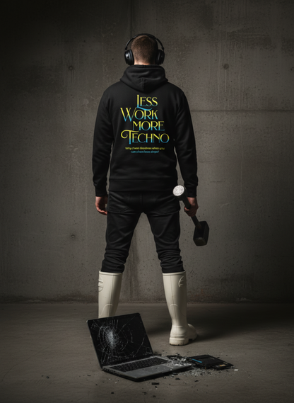 Masculogue® “Less Work More Techno” – Oversized Shirt