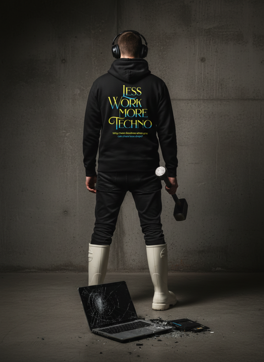 Masculogue® „Less Work More Techno“ – Oversized Shirt