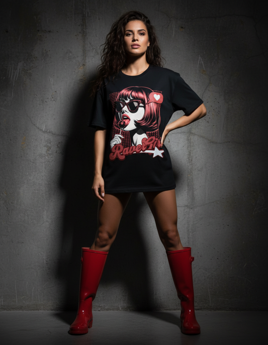 Masculogue® „Red Raver Girl“ – Oversized Shirt