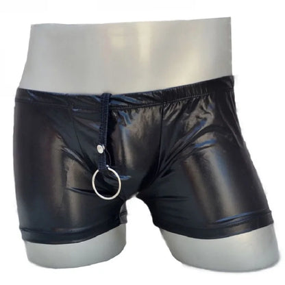 Faux-Leder-Boxershorts mit Ring