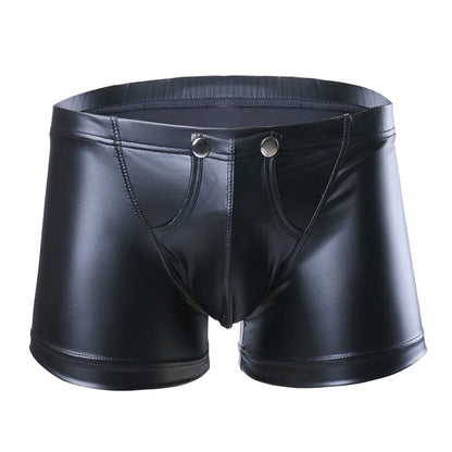 Faux-Leder-Shorts mit Druckknöpfen