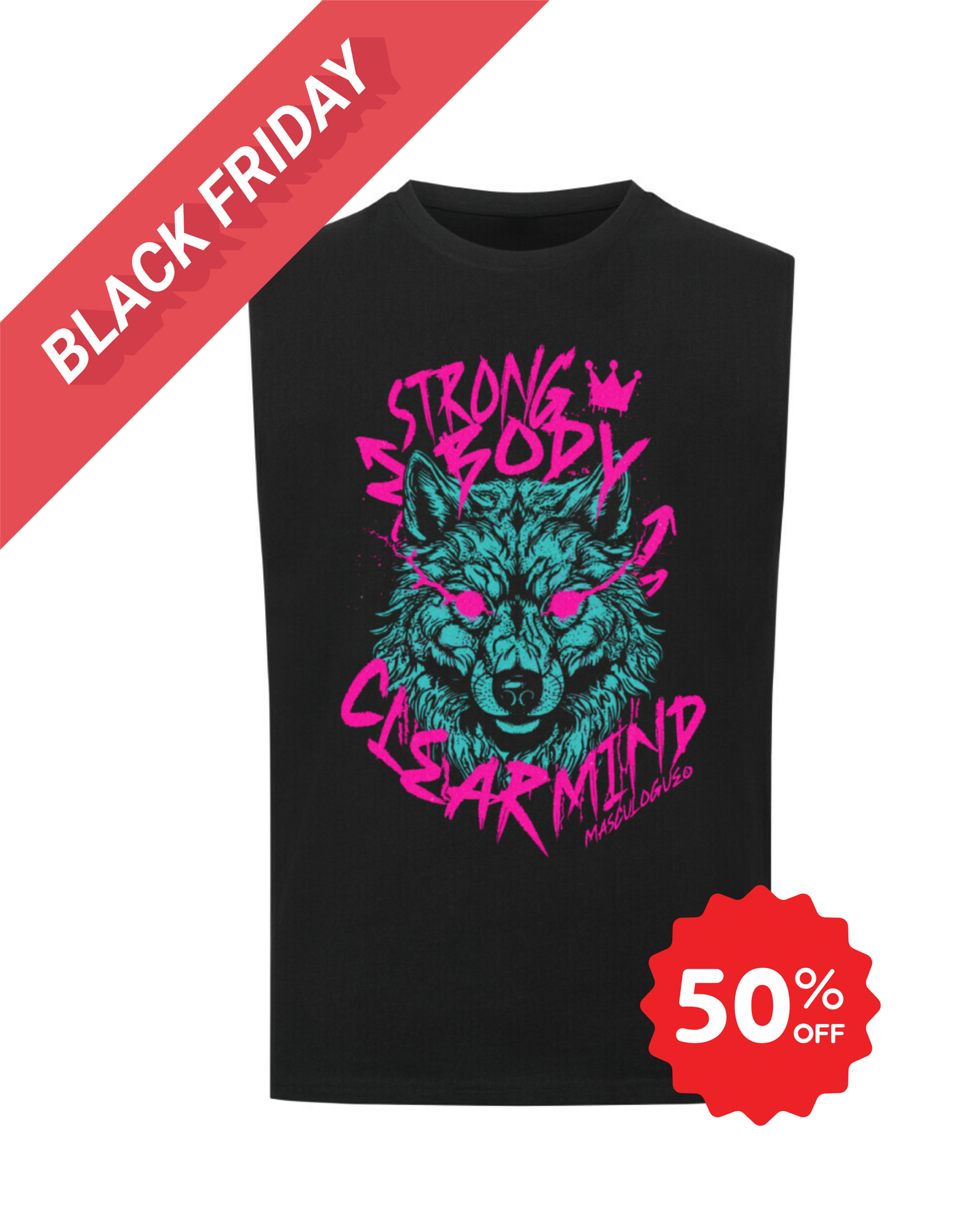 Masculogue® – „Strong Body, Clear Mind“ Oversized Tanktop